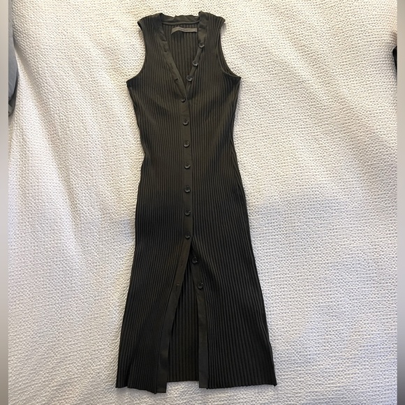 Enza Costa GREEN ribbed midi dress - Picture 2 of 5